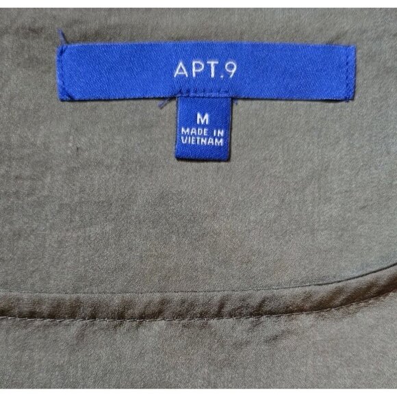 Apt 9 Womens Olive Green 3/4 Bell Sleeve Crew Neck Blouse Top Med Boho RN73277 - Picture 4 of 9